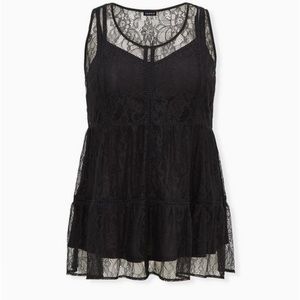 Torrid Babydoll Lace Tiered Tunic Tank